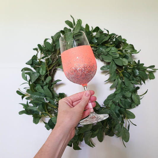 Coral & silver wine glass