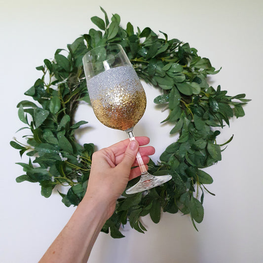 Silver & gold wine glass