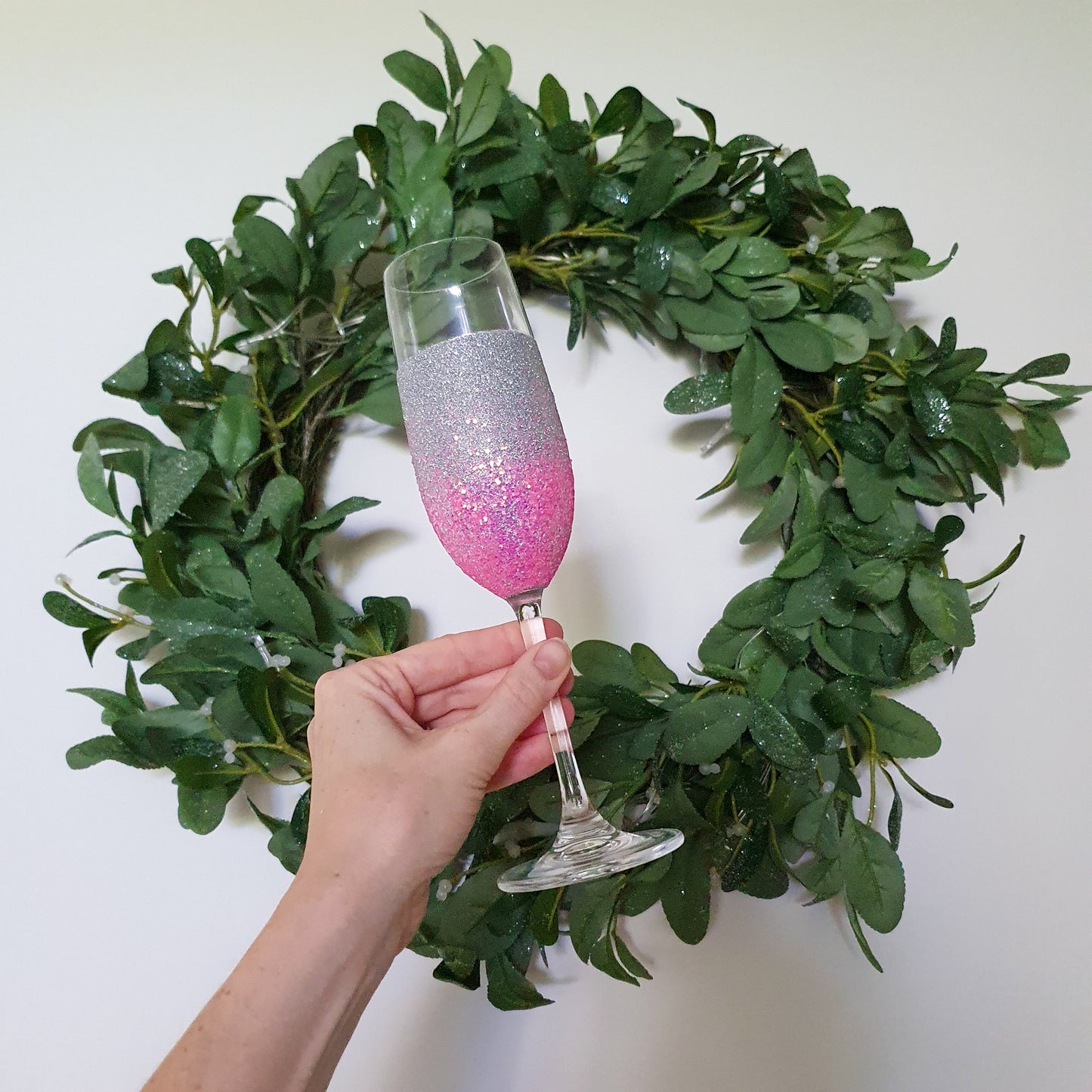 Silver & cotton candy champagne flute