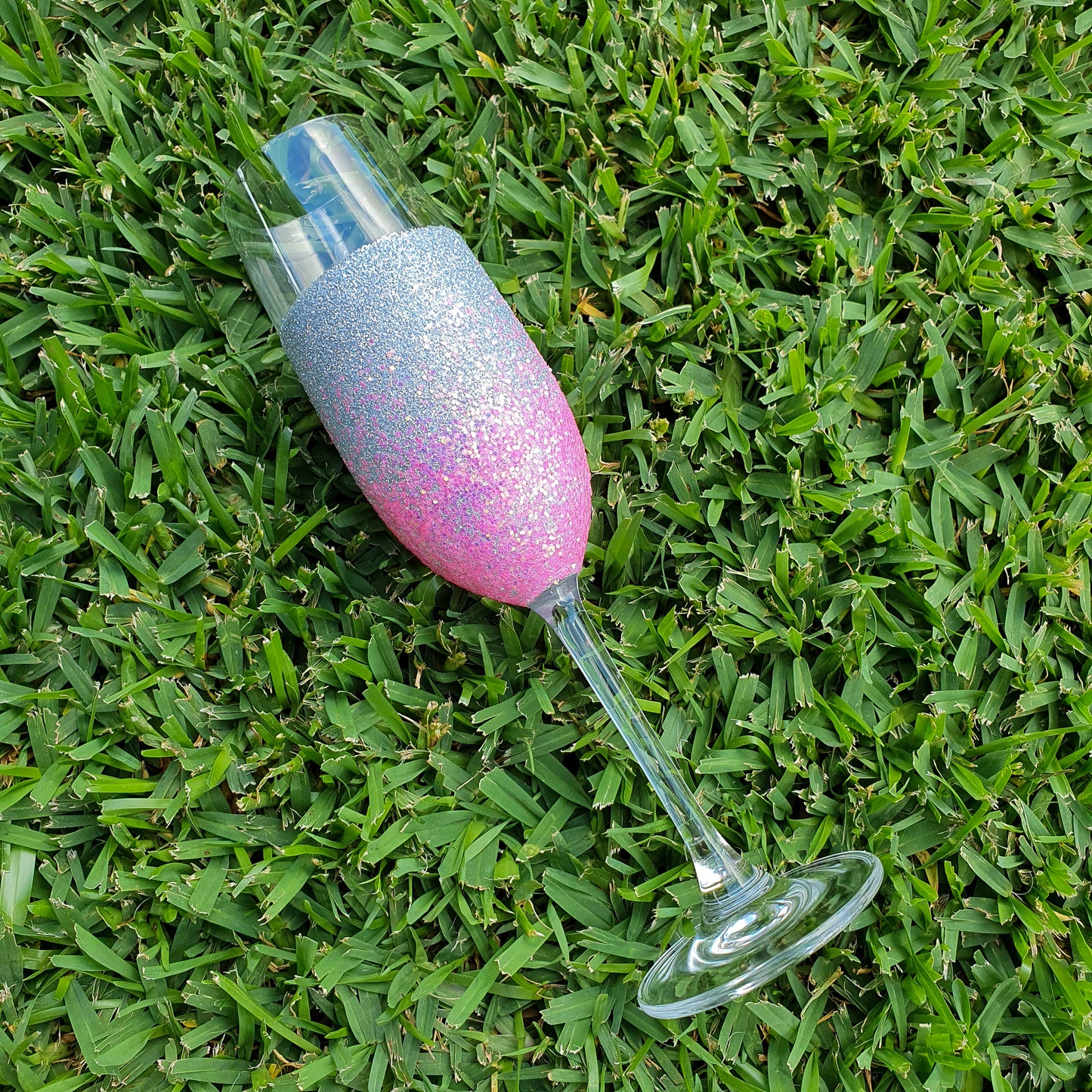 Silver & cotton candy champagne flute