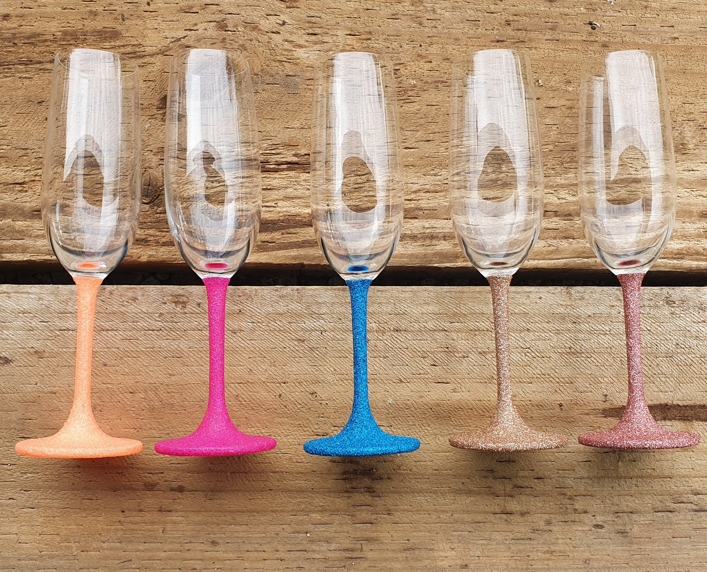 Glittered stem Champagne flutes