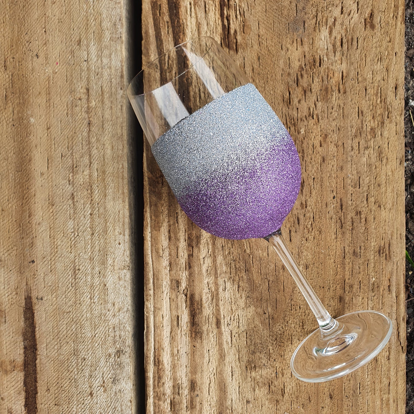 Silver & lilac wine glass