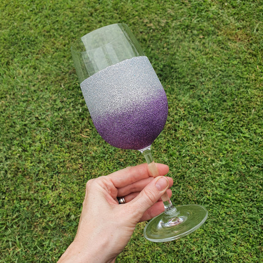 Silver & lilac wine glass