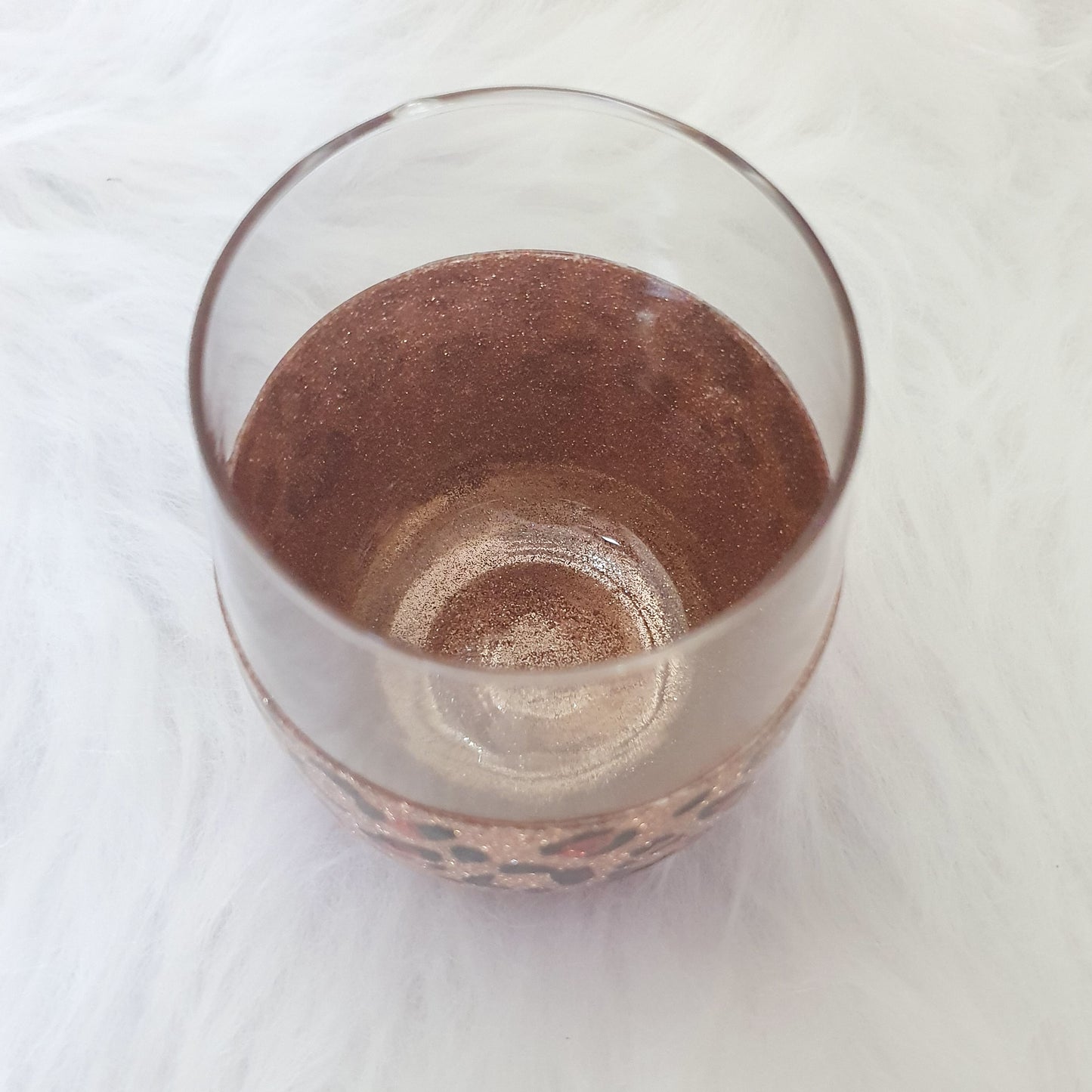 Leopard print ombre stemless wine glass