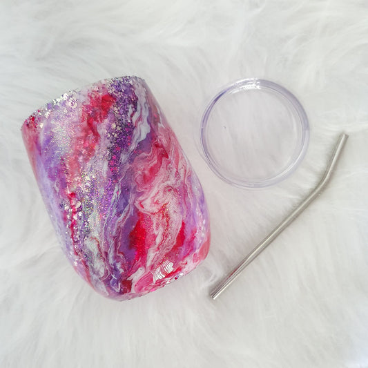 Pink/Purple glitter & pour wine tumbler