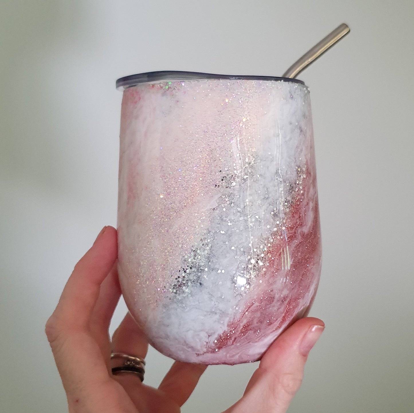 Rose gold milky way wine tumbler