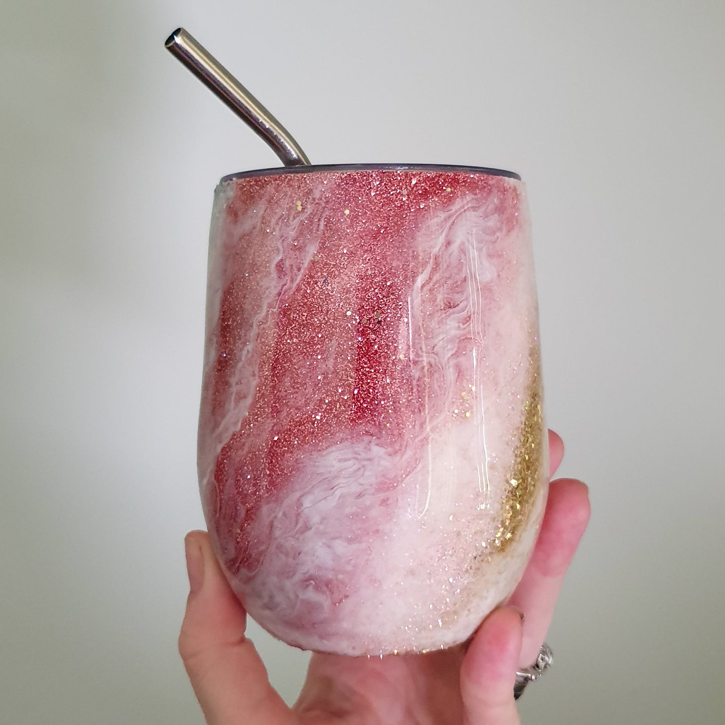 Rose gold milky way wine tumbler