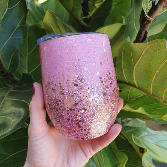 Pink on pink ombrè wine tumbler